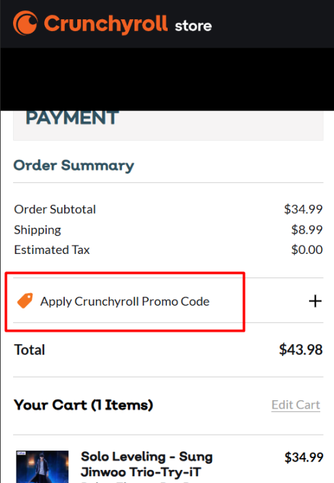 How to use Crunchyroll Store promo code