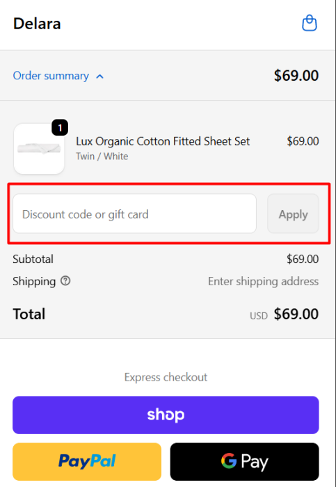 How to use Delara Home promo code