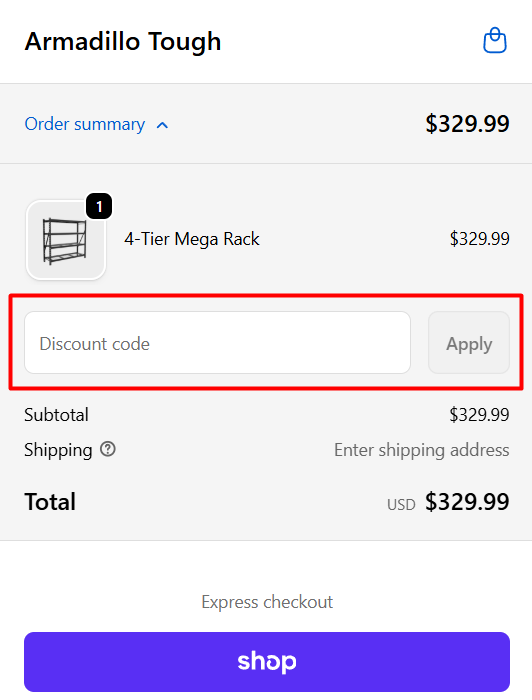 How to use Armadillo Tough promo code