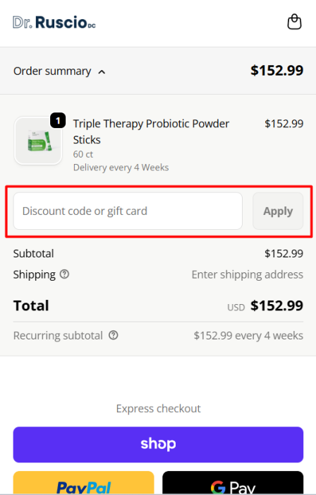 How to use Dr. Ruscio Store promo code