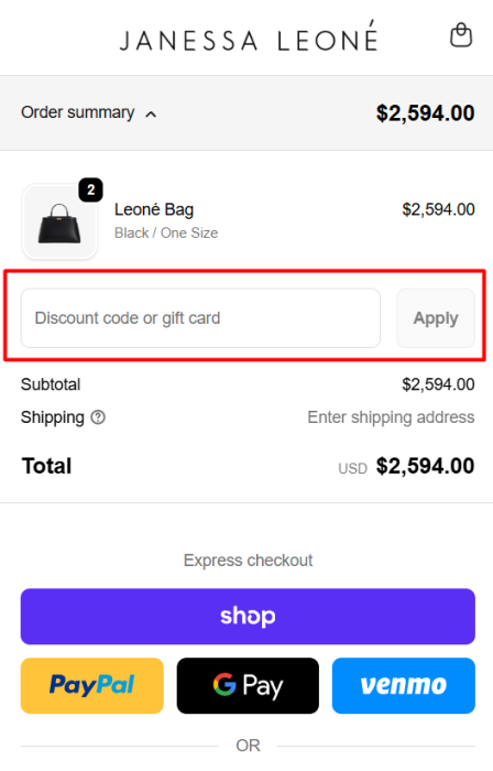 How to use Janessa Leone promo code