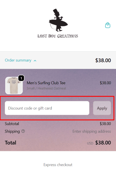 How to use Lost Boy Creations promo code