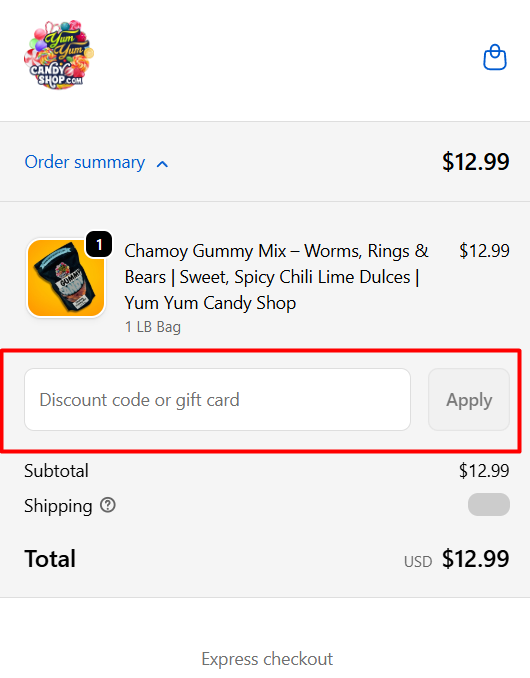 Where to enter Yum Yum Candy Shop promo code How to use Yum Yum Candy Shop promo code