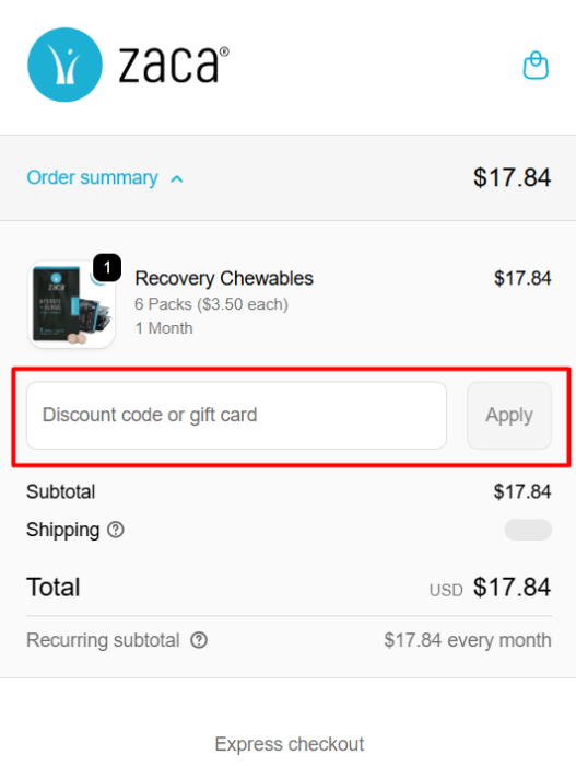 How to use Zaca promo code