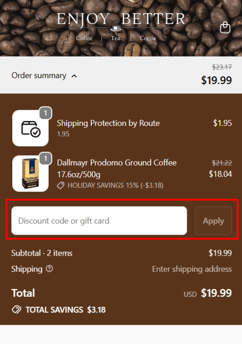 Where to enter Enjoy Better Coffee promo code How to use Enjoy Better Coffee promo code
