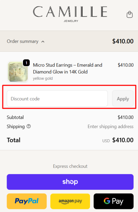 Where to enter Camille Jewelry promo code How to use Camille Jewelry promo code