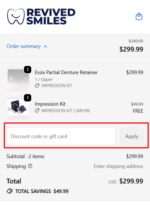 How to use Revived Smiles promo code