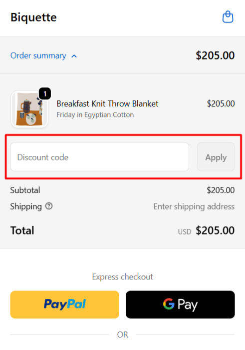 How to use Biquette promo code