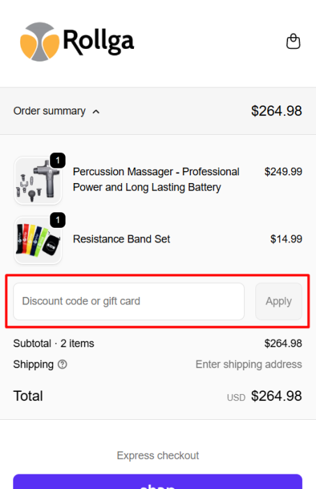 How to use Rollga promo code