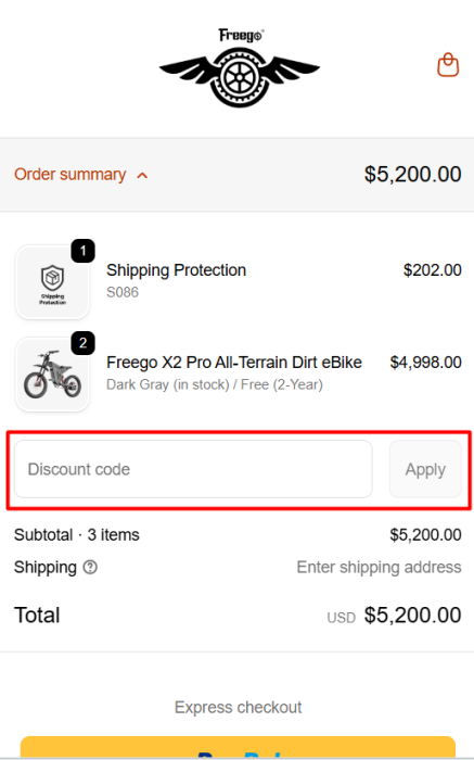 How to use Freego Bikes promo code