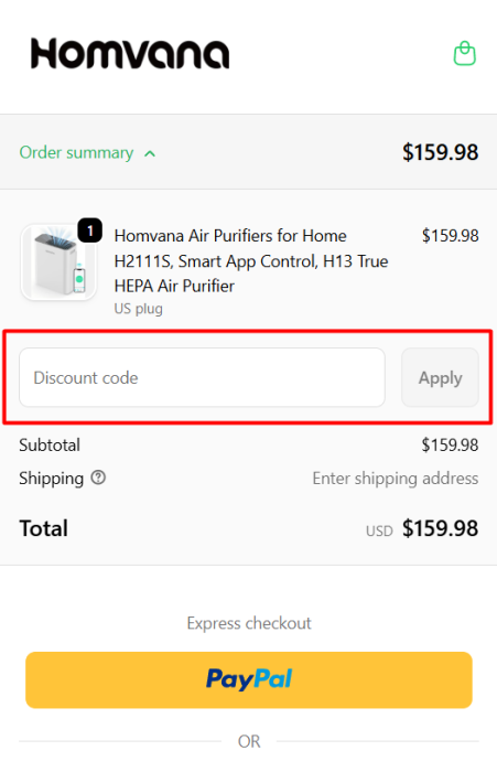 How to use Homvana promo code