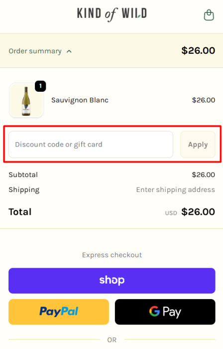 Where to enter Kind of Wild Wines promo code How to use Kind of Wild Wines promo code