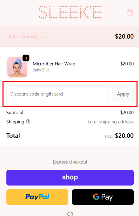 How to use Sleek'e Hair promo code