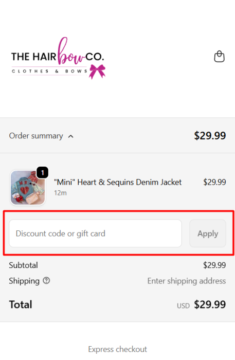 How to use The Hair Bow Company promo code