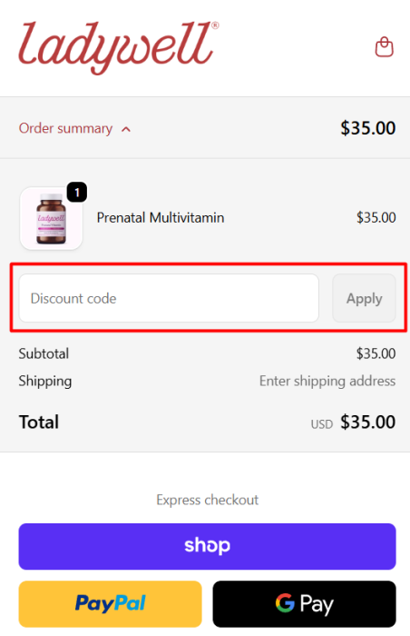 How to use Ladywell promo code