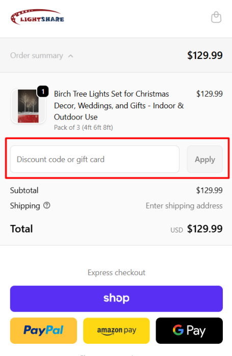 How to use Lightshare promo code
