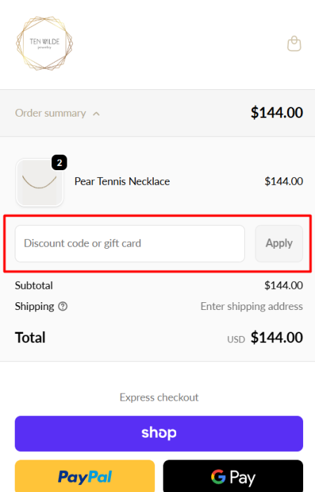 How to use Ten Wilde promo code