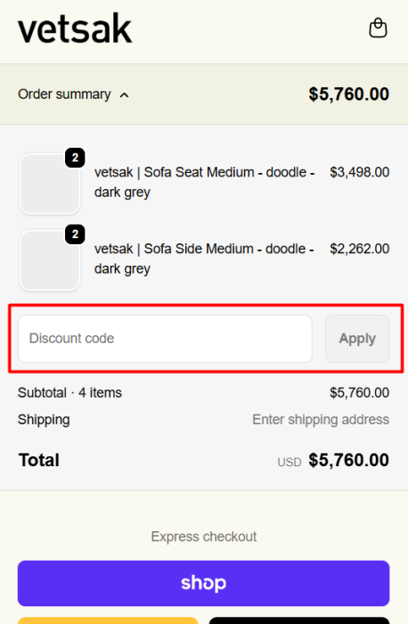 How to use Vetsak promo code