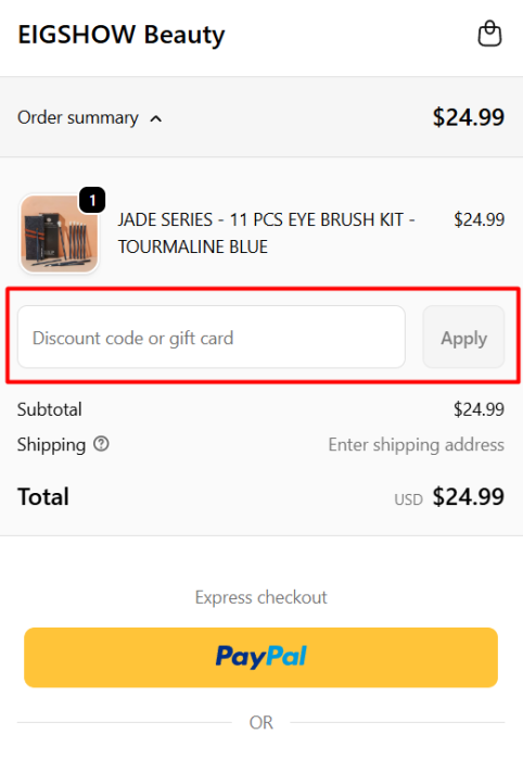 How to use EIGSHOW Beauty promo code