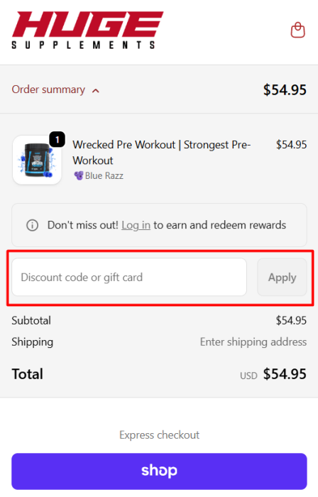 How to use Huge Supplements promo code