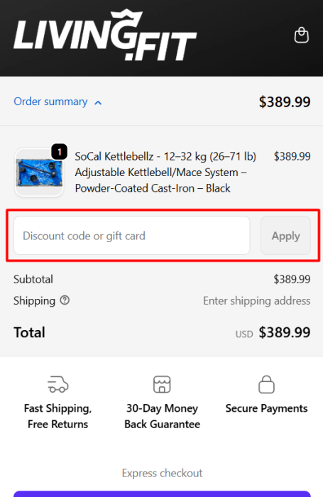 How to use Living.Fit promo code