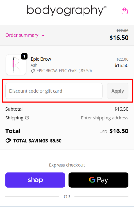 How to use Bodyography promo code