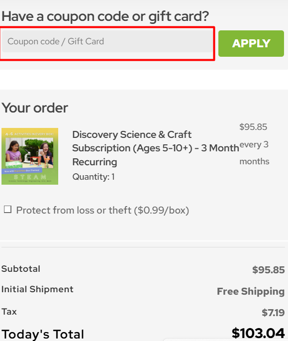 How to use Green Kid Crafts promo code