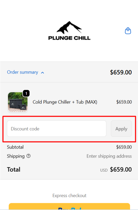 How to use Plunge Chill promo code