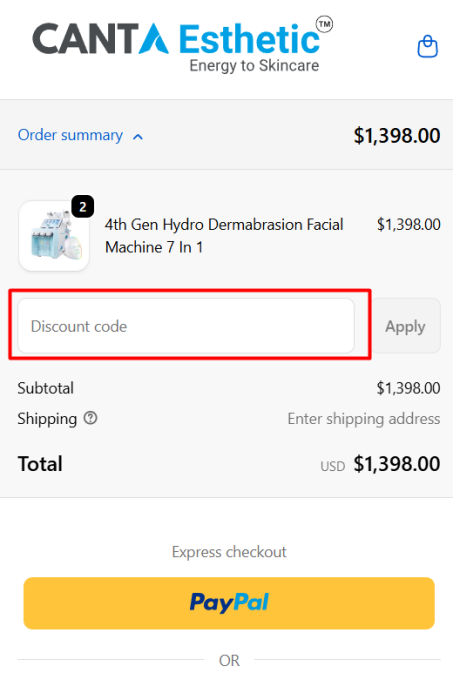 How to use Canta Esthetic promo code