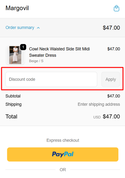 How to use Margovil promo code