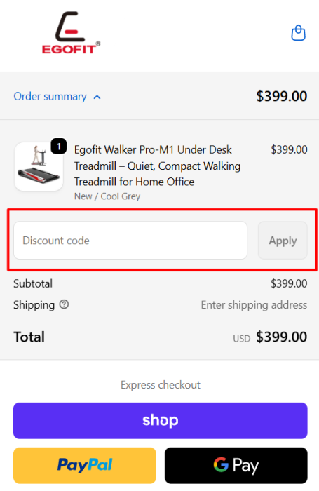 How to use Egofit Walker promo code