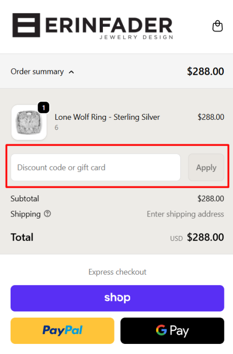 Where to enter Erin Fader Jewelry Design promo code How to use Erin Fader Jewelry Design promo code