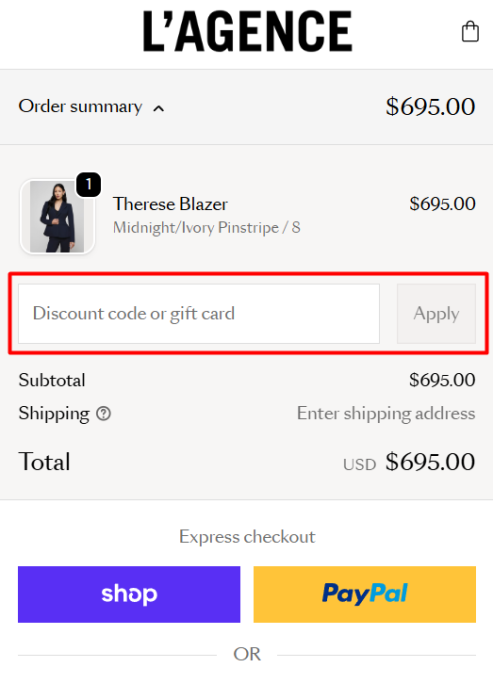 How to use L'AGENCE promo code