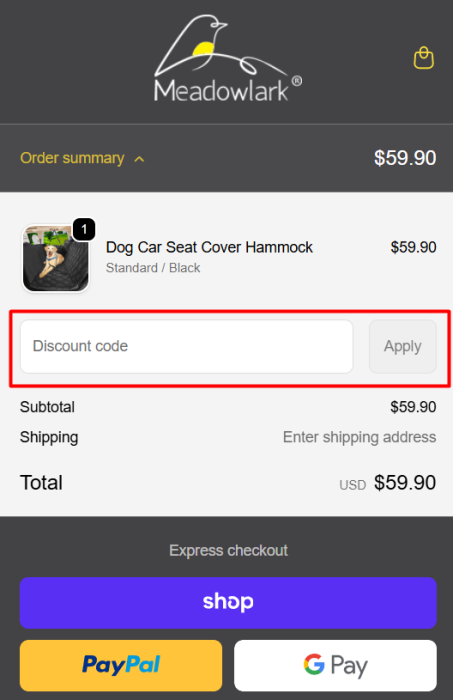 How to use Meadowlark promo code
