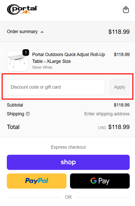 How to use Portal Outdoors promo code