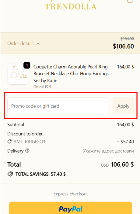 Where to enter Trendolla Jewelry promo code How to use Trendolla Jewelry promo code