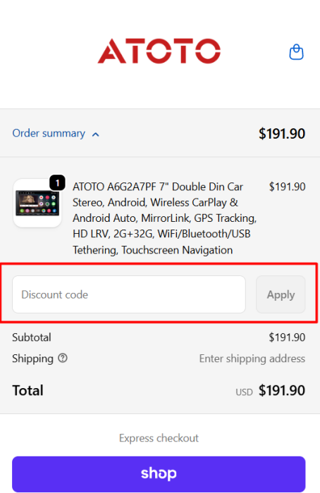 How to use ATOTO promo code
