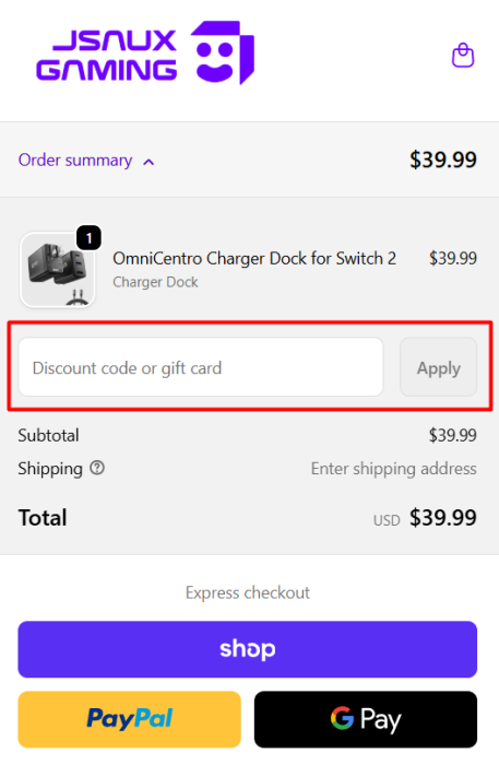 How to use Jsaux promo code