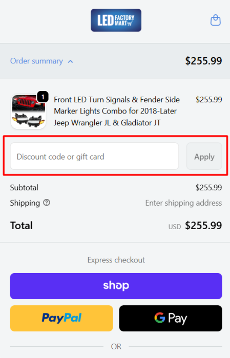 How to use LED Factory Mart promo code