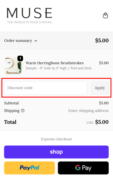 Where to enter Muse Wall Studio promo code How to use Muse Wall Studio promo code