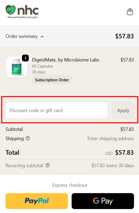 How to use Natural Healthy Concepts promo code