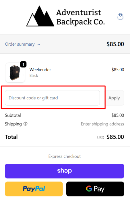 How to use Adventurist Backpack Co. promo code