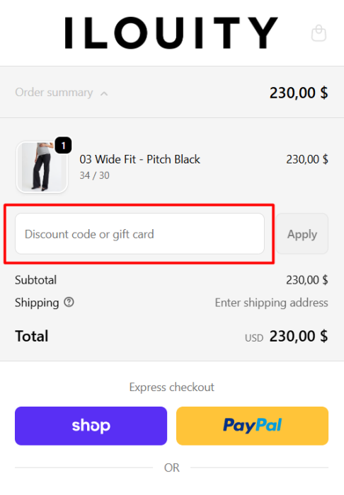 Where to enter Ilouity promo code How to use Ilouity promo code