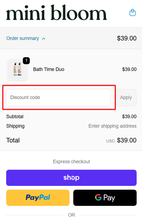 How to use Mini Bloom promo code