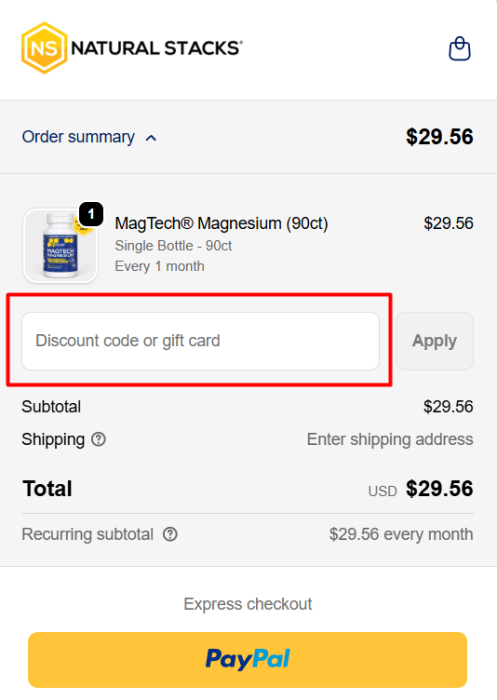 How to use Natural Stacks promo code