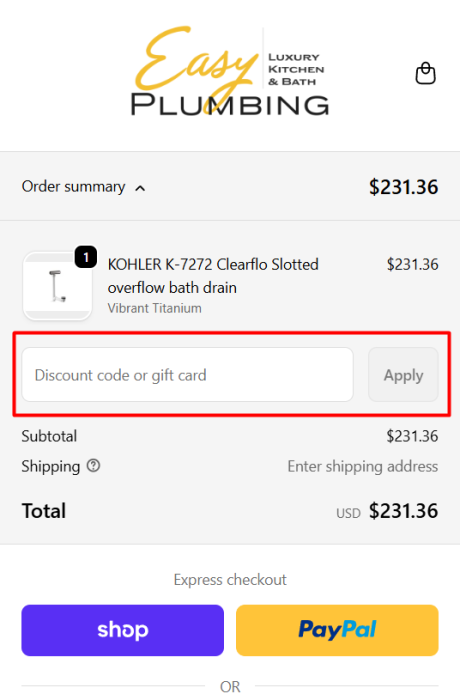 How to use Easy Plumbing promo code