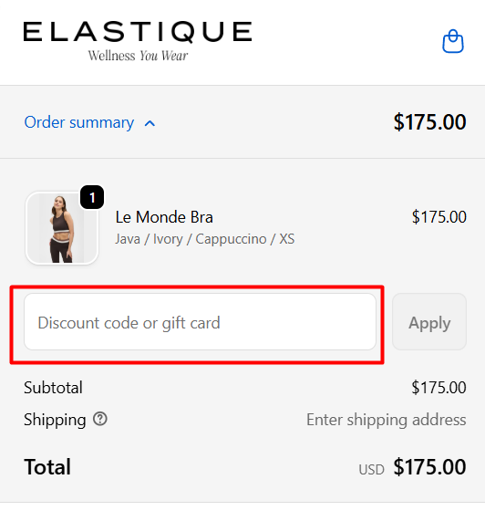 Where to enter Elastique Athletics promo code How to use Elastique Athletics promo code