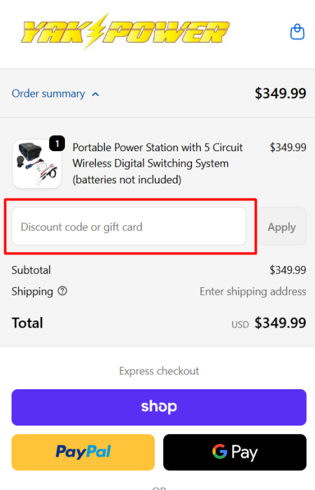 How to use Yak Power promo code