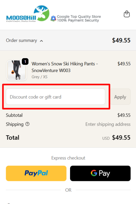 How to use Moosehill promo code