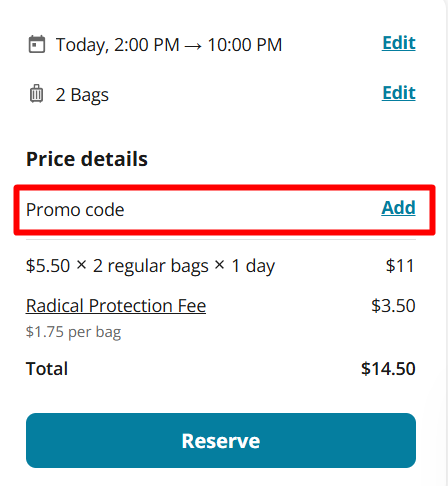 How to use Radical Storage promo code